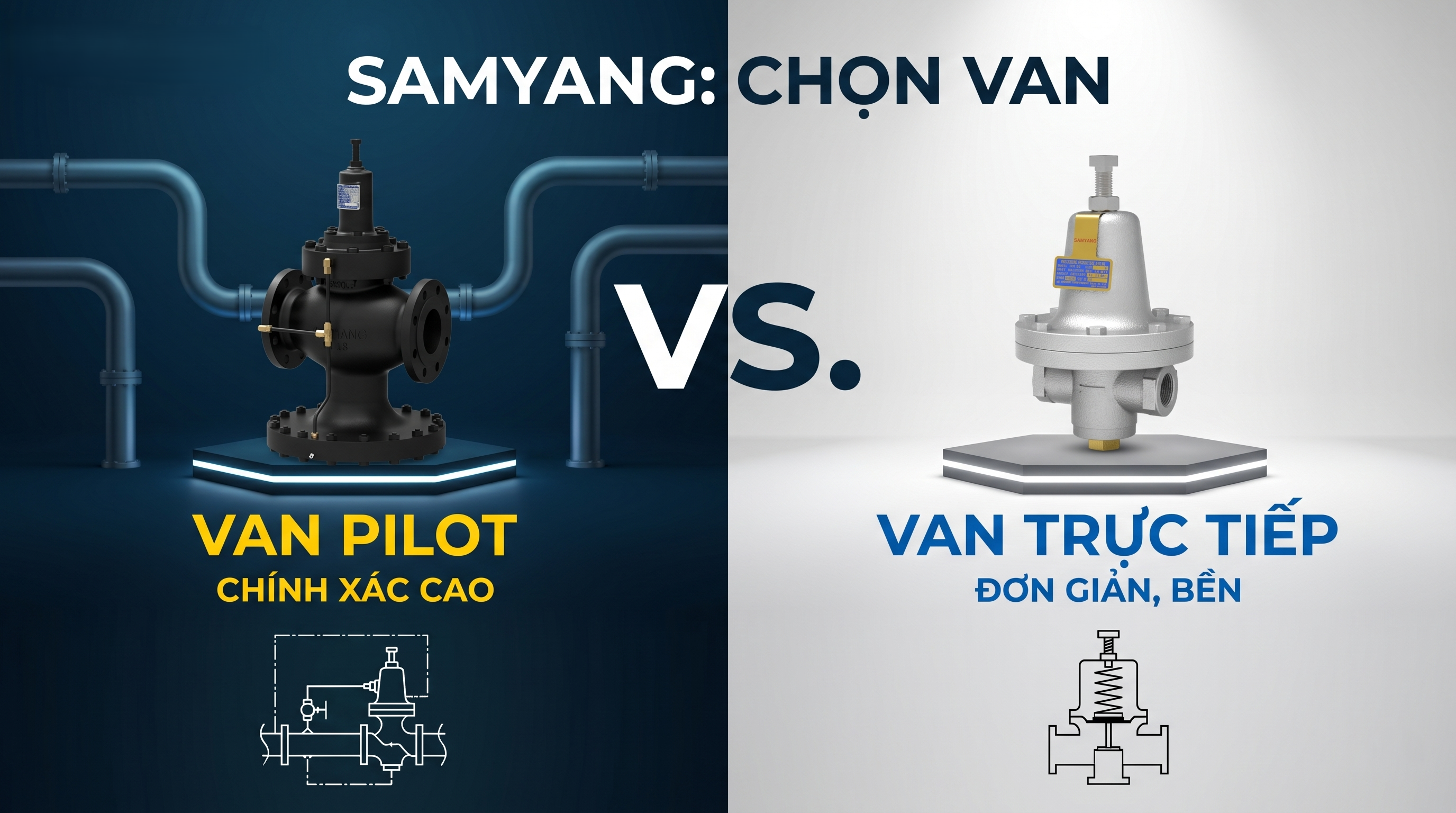 Phân Biệt Van Giảm Áp Trực Tiếp & Pilot Samyang: Chọn Sao Cho Đúng?